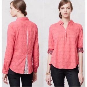 Isabella Sinclair Textured Dot Mixed Fabric Top Size XS‎ Pink Cottagecore